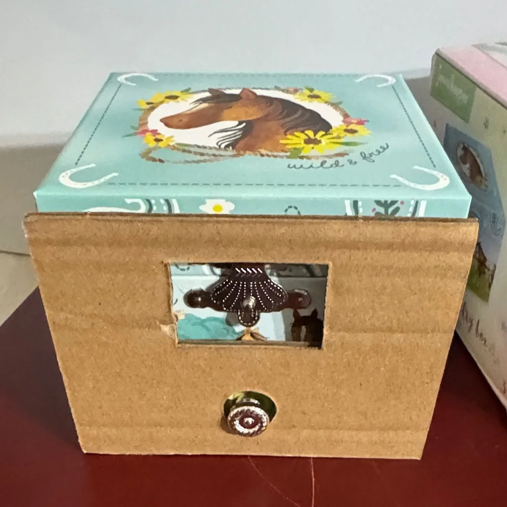 Horse Musical Jewelry Box for Kids - Green and Brown